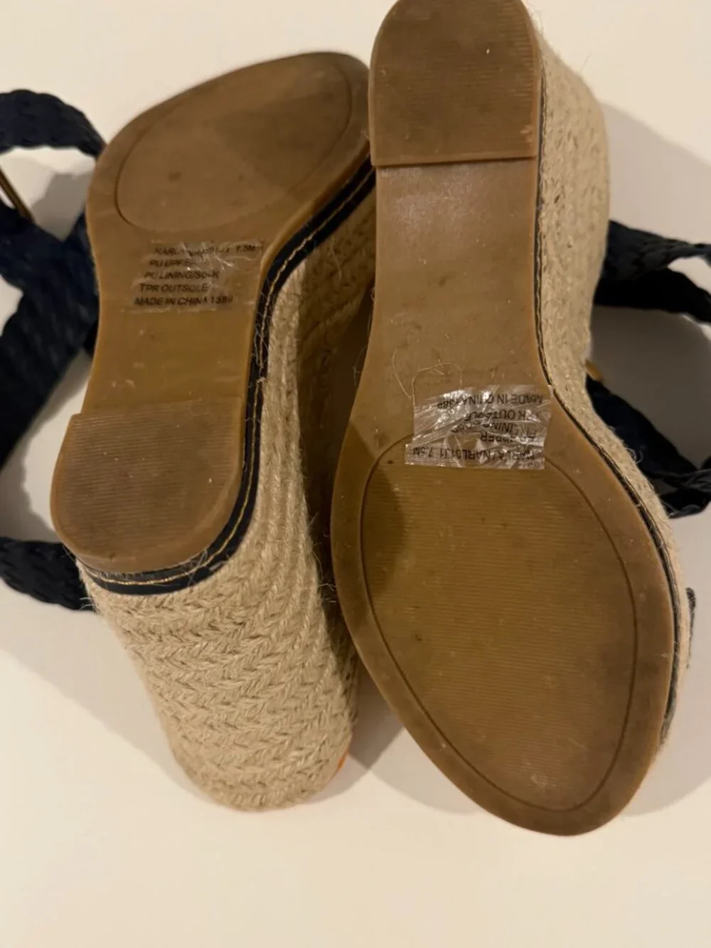 Steve Madden Navy Braided Leather Espadrille Wedge Sandals